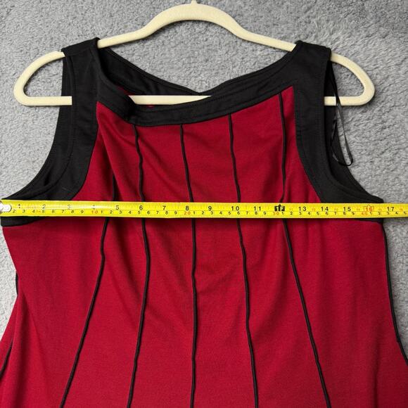 Vintage Studio 1 Petite Dress Women's 14P Red and Black Sleeveless Mini - Picture 6 of 7